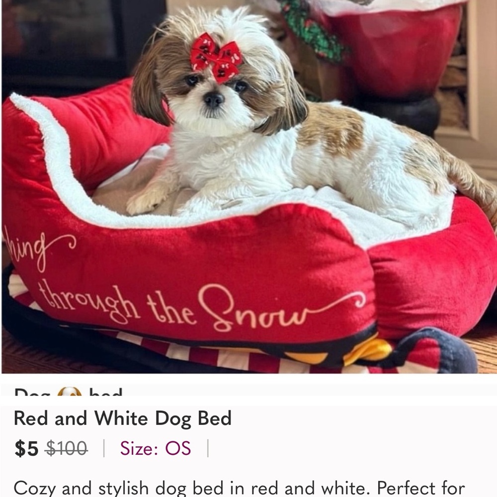 Red and White Dog Bed